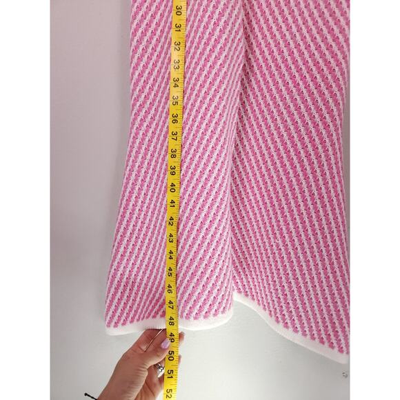 SAGE The Label Pink White Chevron Knit Halter Long Dress Size S Front Slit - Picture 3 of 11